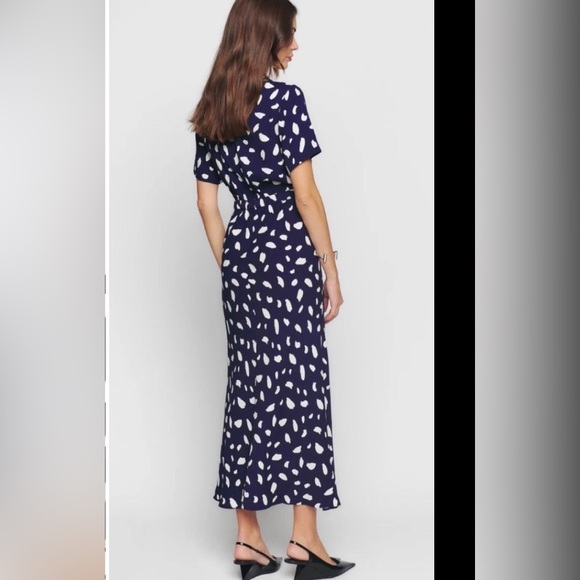 Reformation Danika Navy White Abstract Midi Shirt Dress Size S - Picture 4 of 12